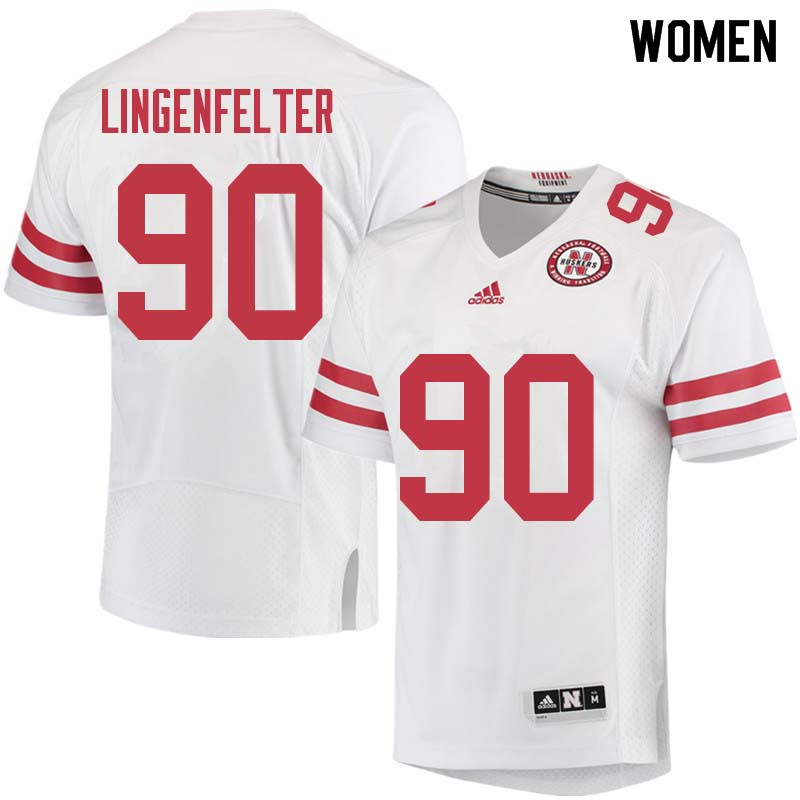Women #90 Ben Lingenfelter Nebraska Cornhuskers College Football Jerseys Sale-White - Click Image to Close